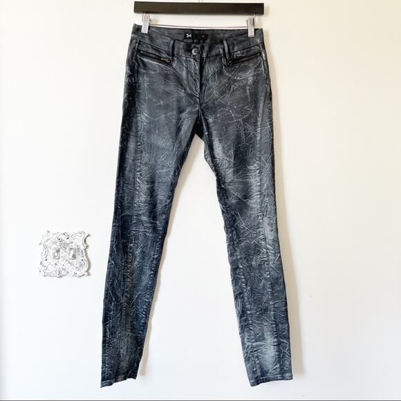 3x1 W1 Wax Coated Moto Skinny Jeans 25 - Picture 1 of 6